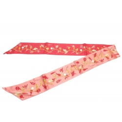 NEUF FOULARD CARTIER TWILLY ECHARPE EN SOIE ROSE 145 X 9 CM PINK SILK SCARF