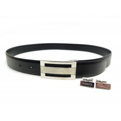 CEINTURE BURBERRY T90 CUIR NOIR + BOUTONS DE MANCHETTE ARGENTE BOITE BELT 710€