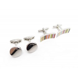 LOT BOUTONS DE MANCHETTE SALVATORE FERRAGAMO + PAUL SMITH ARGENTE CUFFLINKS 340€