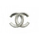 NEUF BROCHE CHANEL LOGO CC & STRASS A63085 EN METAL ARGENTE NEW BROOCH 580€