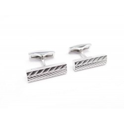 NEUF BOUTONS DE MANCHETTES ST DUPONT EN METAL ARGENTE + BOITE CUFFLINKS 130€