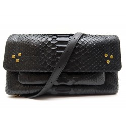 NEUF SAC A MAIN JEROME DREYFUSS CHARLY S CUIR PYTHON NOIR BANDOULIERE BAG 1150€