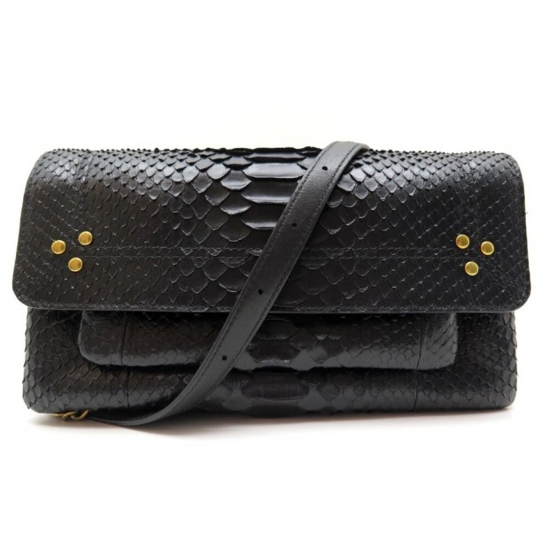 NEUF SAC A MAIN JEROME DREYFUSS CHARLY S CUIR PYTHON NOIR BANDOULIERE BAG 1150€