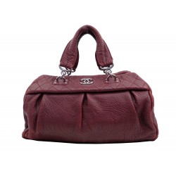 SAC A MAIN CHANEL GRAND SHOPPING EN CUIR BORDEAUX MATELASSE HAND BAG PURS 