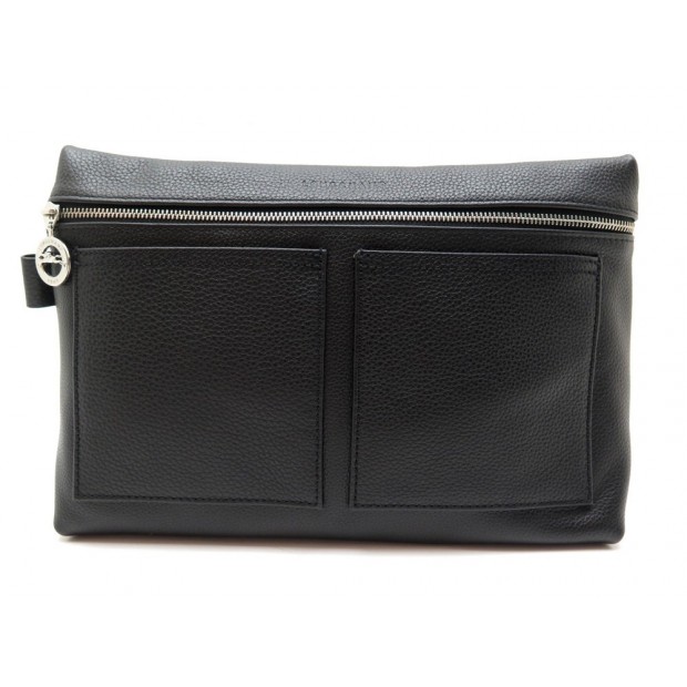 NEUF POCHETTE LONGCHAMP TROUSSE DE TOILETTE LE FOULONNE CUIR NOIR NEW POUCH 220€