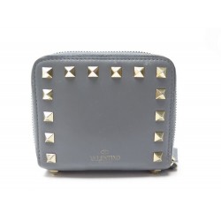 PORTEFEUILLE VALENTINO ROCKSTUD EN CUIR GRIS PORTE MONNAIE + BOITE WALLET 360€