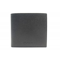 NEUF PORTEFEUILLE BULGARI PORTE MONNAIE EN CUIR GRAINE NOIR LEATHER WALLET 410€