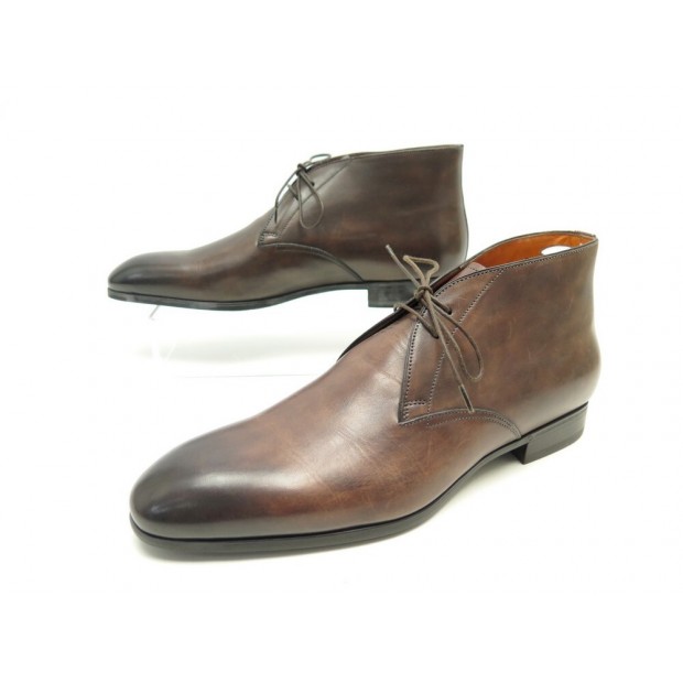 CHAUSSURES SANTONI SIMON 11163 CHUKKA 7.5 IT 42.5 FR EN CUIR MARRON PATINE 690€