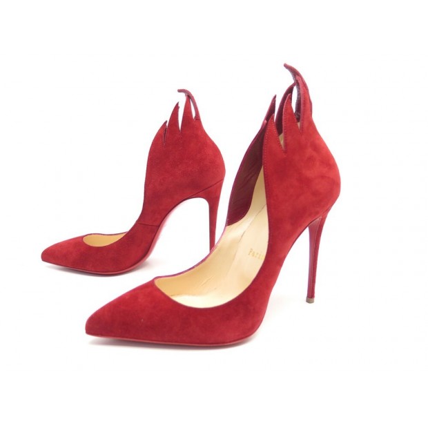 NEUF CHAUSSURES CHRISTIAN LOUBOUTIN VICTORINA ESCARPINS 37 DAIM ROUGE SHOES 675€