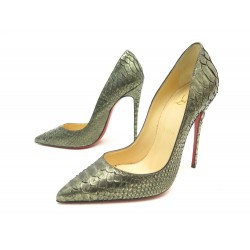 NEUF CHAUSSURES CHRISTIAN LOUBOUTIN SO KATE CUIR PYTHON ARGENTE 37.5 SHOES 1175€