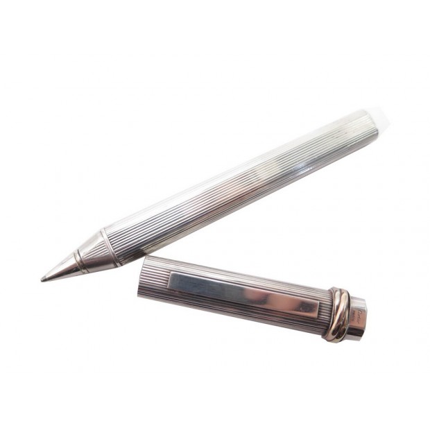 STYLO BILLE CARTIER TRINITY EN METAL ARGENTE + ECRIN SILVER ROLLERBALL PEN 320€