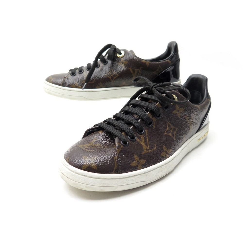 Louis Vuitton Metallic Silver Leather Frontrow Low Top Sneakers