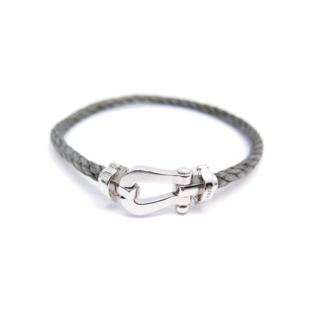 NEUF BRACELET FRED FORCE 10 GM OR BLANC 18K ET CABLE ACIER + BOITE GOLD 2940€