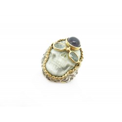 BAGUE CAROLE MIDY POUR PIETRA DURA SKULL 54 EN ARGENT MASSIF SILVER RING 5500€