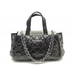 SAC A MAIN CHANEL SHOPPING FERMOIR TIMELESS EN CUIR VIEILLI NOIR HAND BAG 4900€