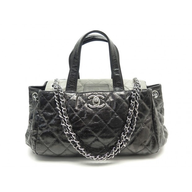 SAC A MAIN CHANEL SHOPPING FERMOIR TIMELESS EN CUIR VIEILLI NOIR HAND BAG 4900€