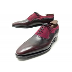 CHAUSSURES CORTHAY WILFRID 8 42 RICHELIEU EN CUIR ET DAIM BORDEAUX SHOES 1635€