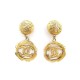 VINTAGE BOUCLES D'OREILLES CHANEL LOGO CC PENDANTES METAL DORE GOLDEN EARRINGS