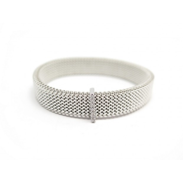 BRACELET MAUBOUSSIN MOI NON PLUS 15CM EN ACIER OR GRIS 14K & DIAMANT STEEL 725€