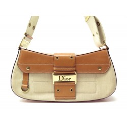 SAC A MAIN CHRISTIAN DIOR STREET CHIC TOILE & CUIR BEIGE MARRON HAND BAG 1180€