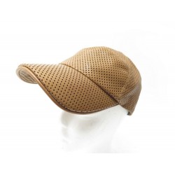 NEUF CASQUETTE HERMES CUIR PERFORE MARRON 58 BROWN PERFORATED LEATHER CAP 750€