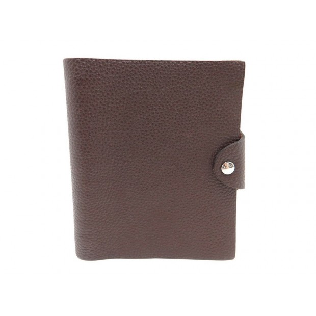 CARNET DE NOTE HERMES ULYSSE PM 13.5X16 CM COUVERTURE CUIR GRAINE MARRON 