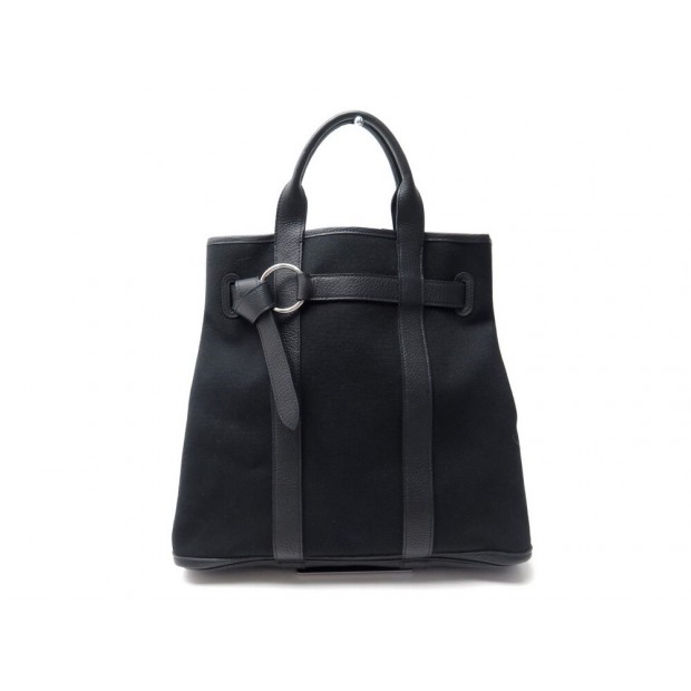 NEUF SAC A MAIN HERMES PETITE CEINTURE 32 TOILE & CUIR TOGO NOIR CABAS BAG 1640€