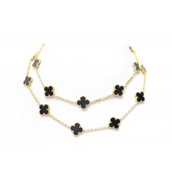 NEUF COLLIER VAN CLEEF & ARPELS VINTAGE ALHAMBRA 20 MOTIFS ONYX OR JAUNE 15500€