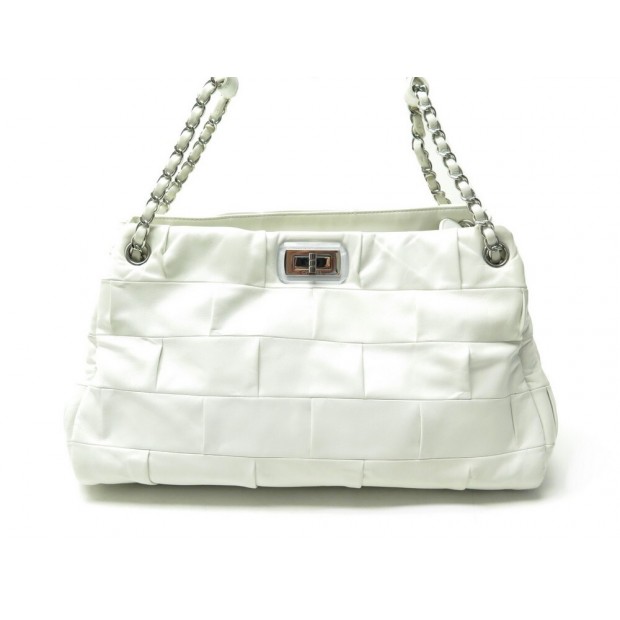 SAC A MAIN CHANEL SHOPPING FERMOIR MADEMOISELLE 35CM CUIR BLANC HAND BAG 4300€