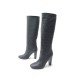 CHAUSSURES HERMES BOTTES A TALONS DESIGN H PERFORE 36 EN TOILE NOIR BOOTS 1395€