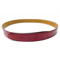 NEUF LIEN DE CEINTURE T85 95 COMPATIBLE BOUCLE HERMES 32MM CUIR CROCODILE ROUGE