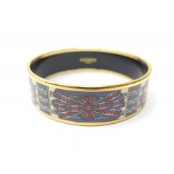 NEUF BRACELET HERMES EMAIL LARGE IMPRIME RUBANS DU CHEVAL 65 MM NEW ENAMEL 495€