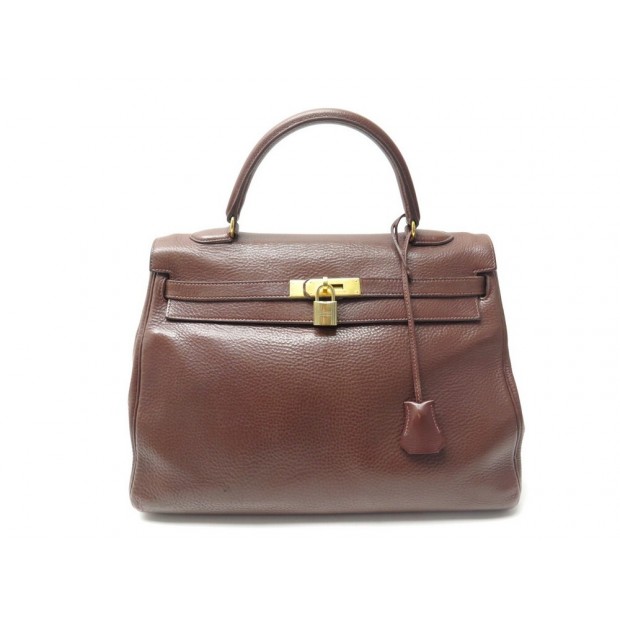 SAC A MAIN HERMES KELLY 35 RETOURNE EN CUIR TOGO MARRON 1999 LEATHER HAND BAG