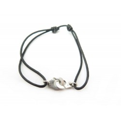 BRACELET DINH VAN MENOTTES R10 EN ARGENT MASSIF CORDON NOIR SILVER JEWEL 240€