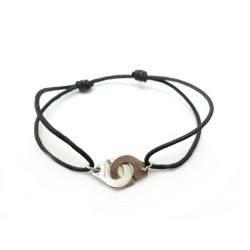 BRACELET DINH VAN MENOTTES R12 EN ARGENT MASSIF CORDON NOIR SILVER JEWEL 300€