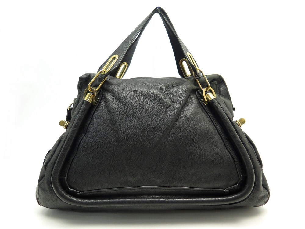 sac a main chloe paraty gm 45cm en cuir graine noir