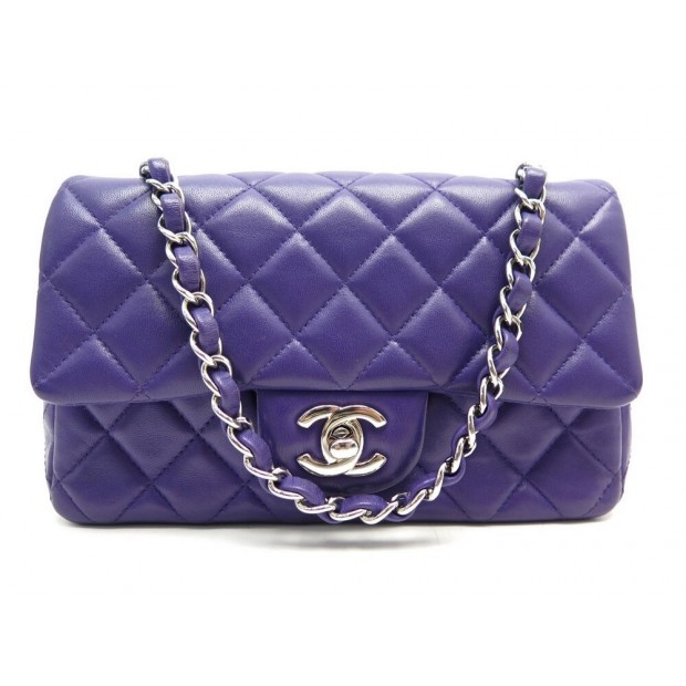 SAC A MAIN CHANEL MINI TIMELESS BANDOULIERE CUIR MATELASSE VIOLET HAND BAG 4000€