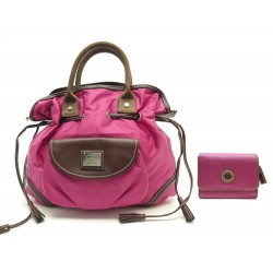 NEUF SAC A MAIN MISS LANCEL A05723 + PORTEFEUILLE A03703 EN TOILE ROSE BAG 545€