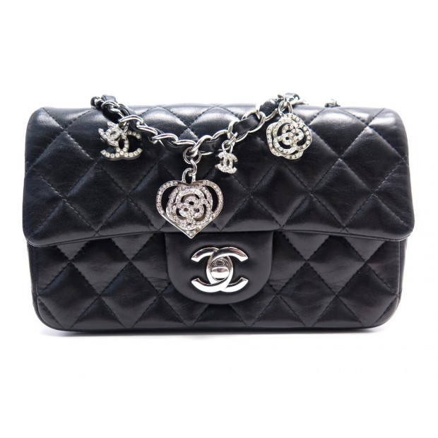 SAC A MAIN CHANEL MINI TIMELESS COCO CHARMS CUIR MATELASSE NOIR HAND BAG 4400€