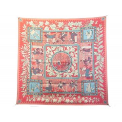 NEUF FOULARD HERMES MUSIQUE DES DIEUX CARRE 90 EN SOIE ROSE PINK SILK SCARF 385€