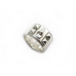 BAGUE HERMES COLLIER DE CHIEN MEDOR H106513B T56 EN ARGENT MASSIF + ECRIN 635€