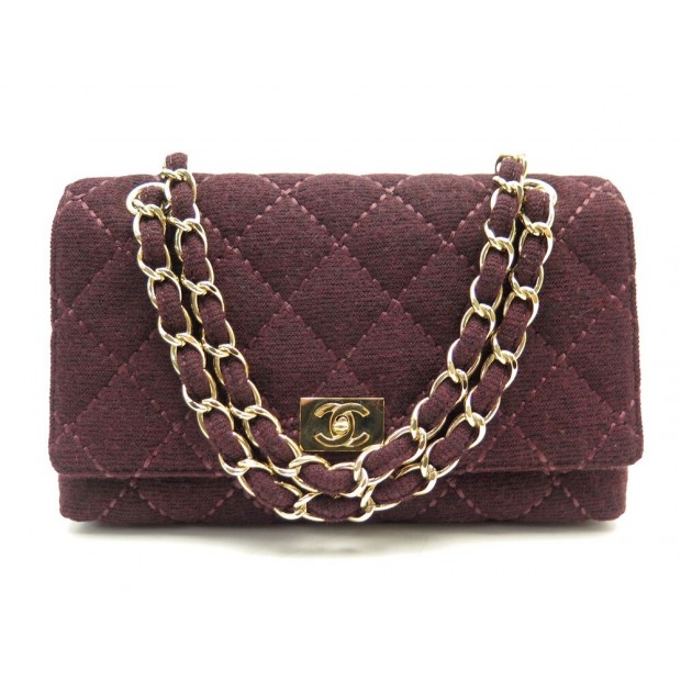 SAC A MAIN CHANEL TIMELESS BANDOULIERE EN TOILE JERSEY MATELASSE BORDEAUX 5640€