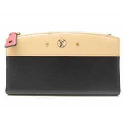 NEUF PORTEFEUILLE LOUIS VUITTON CITY STEAMER CUIR NOIR ET BEIGE LEATHER 1200€