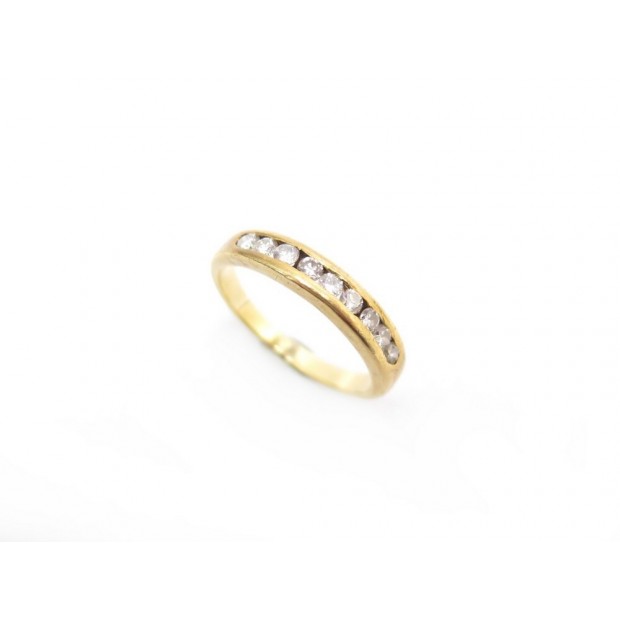 BAGUE TAILLE 49 EN OR JAUNE 18K SERTIE 9 DIAMANTS 0.12CT GOLD AND DIAMONDS RING