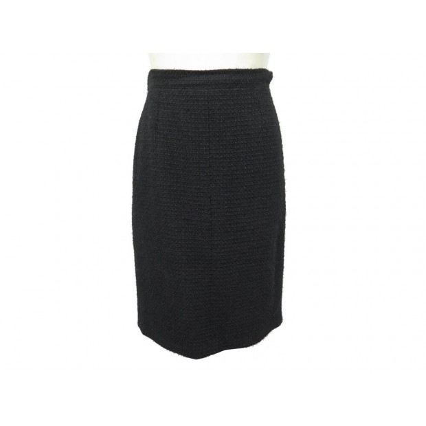 JUPE CHANEL P40250 TAILLE 38 40 M EN TWEED DE LAINE NOIR BLACK WOOL SKIRT 3100€