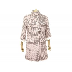 MANTEAU CHANEL P54270 T40 M EN TWEED DE LAINE ROSE PARIS ROME 2016 COAT 11000€