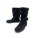 CHAUSSURES LOUIS VUITTON SNOWY FLAT 39 BOTTES FOURREES EN DAIM NOIR BOOTS 1065€