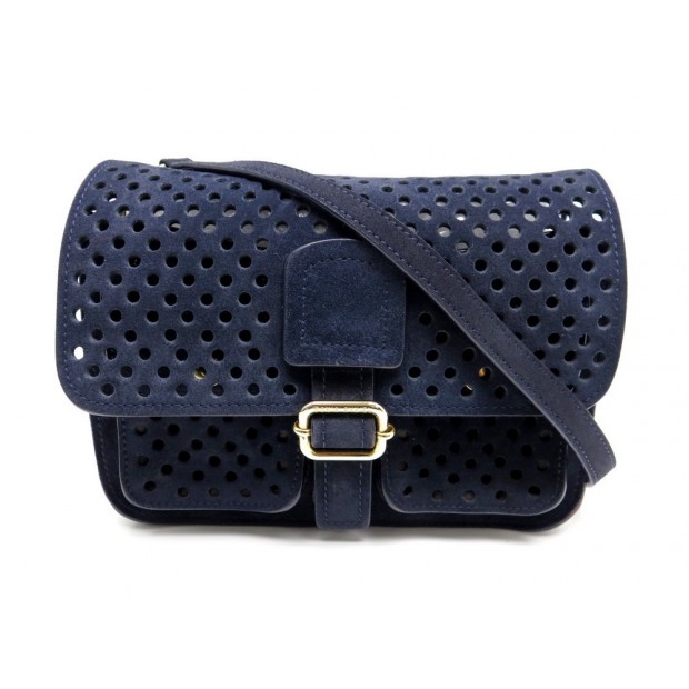 NEUF SAC A MAIN SONIA RYKIEL EN DAIM BLEU BANDOULIERE BLUE HAND BAG PURSE 655€