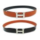 CEINTURE HERMES REVERSIBLE BOUCLE H GUILLOCHE 32MM 95 CUIR NOIR ORANGE BELT 650€