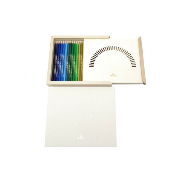 NEUF BOITE 24 CRAYONS DE COULEURS CARAN D'ACHE MONTRE ROLEX + CAHIER PENCILS BOX